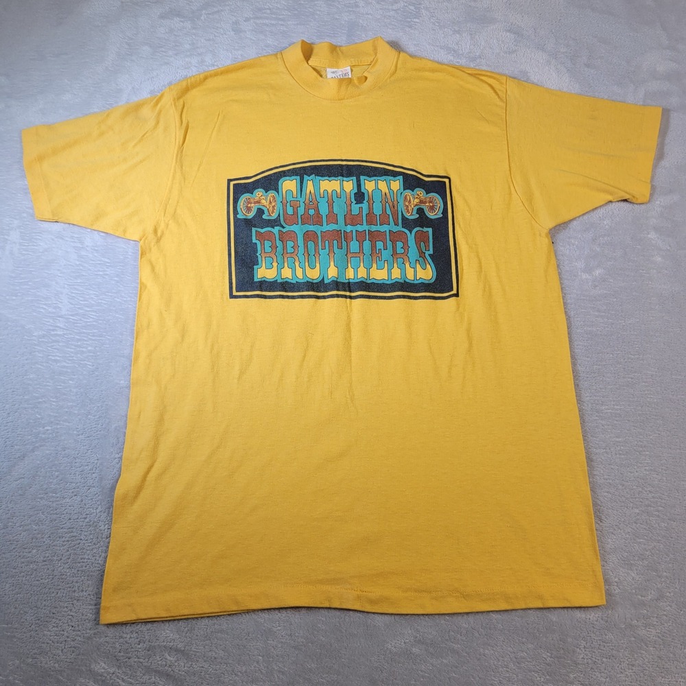 Gatlin Brothers T-Shirt Mens XL Yellow Vintage Bantams 80s Single Stitch USA